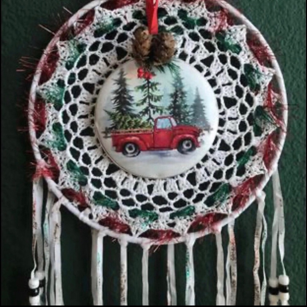 Festive Red Truck Holiday Dreamcatcher